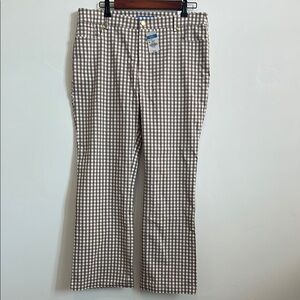 J. McLaughlin Women’s Dakota Gingham Checkered Pants, Coffee Brown/White Size 14